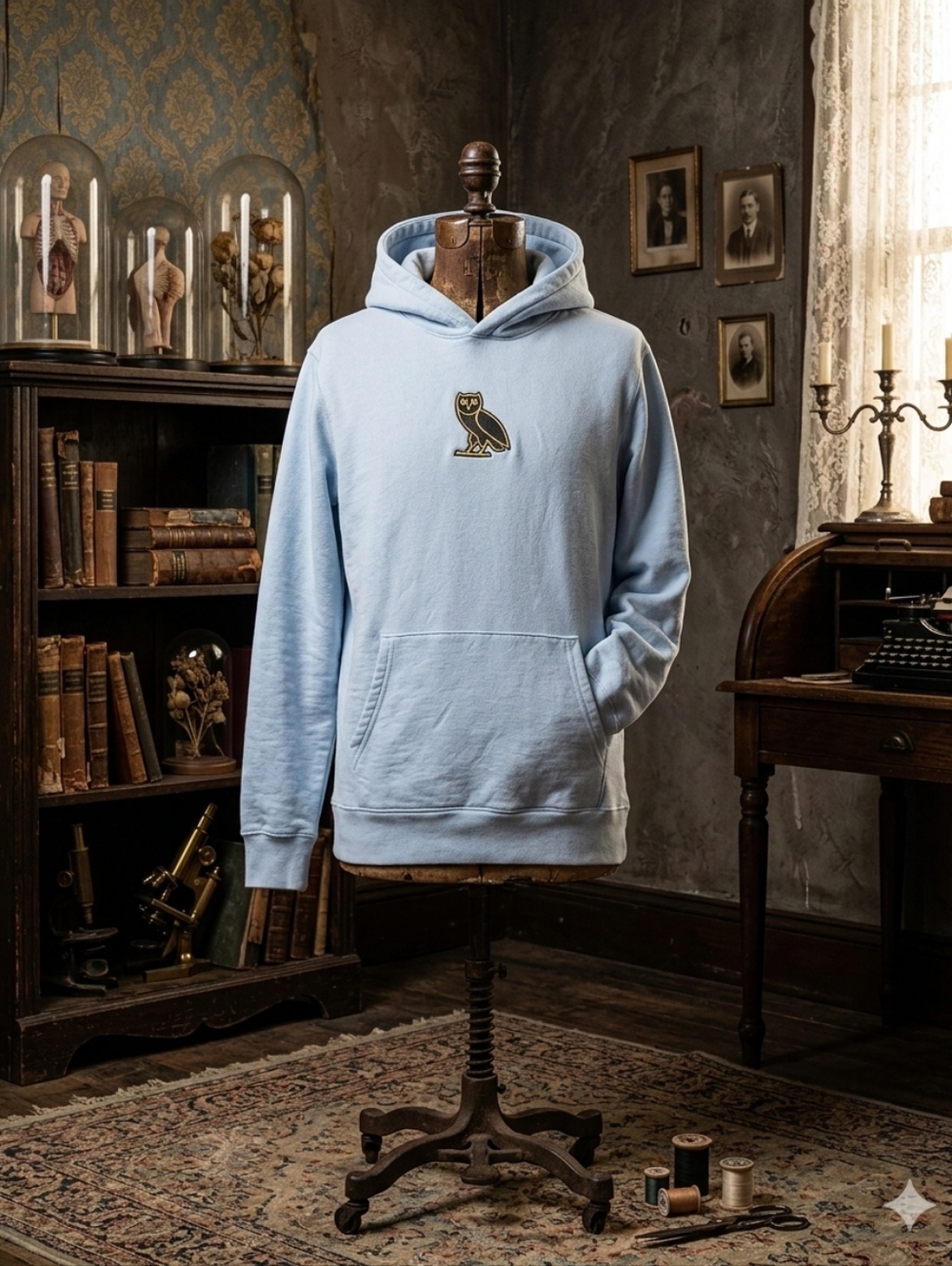 OVO October's Very Own OG Owl Hoodie Sky Blue - Made in Canada - Size Small